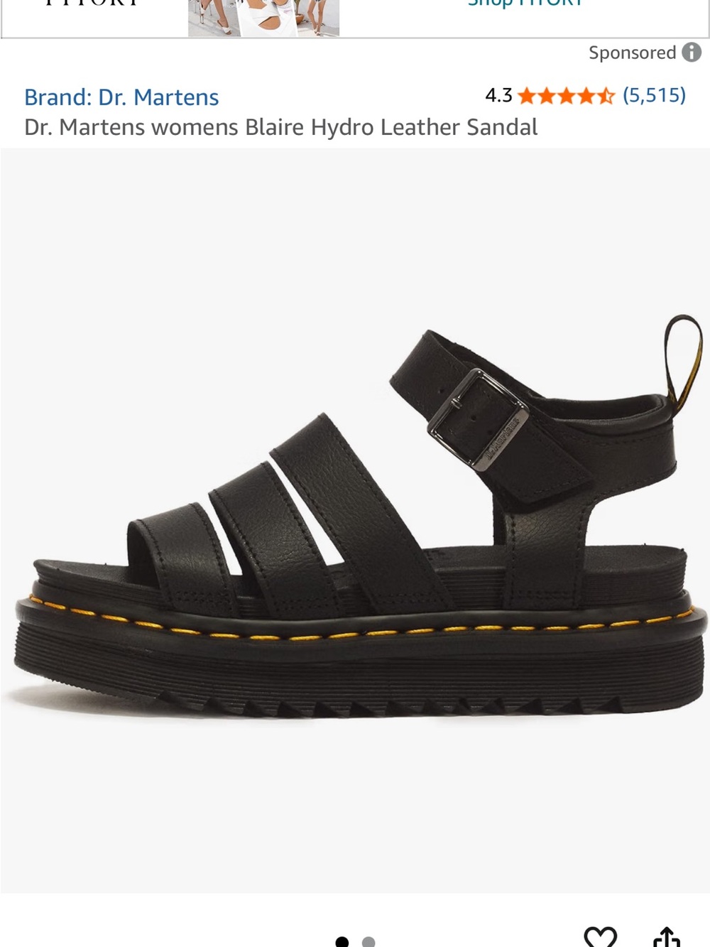 Dr. Martens Women's Black Blaire Leather Platform Sandal
